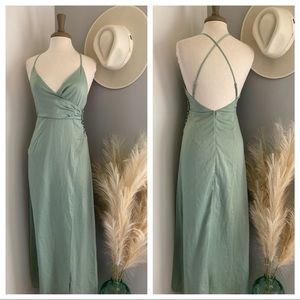 Lulu's Outstanding Elegance Satin Surplice Dress